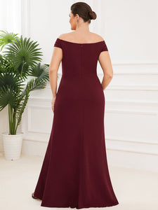 Color=Burgundy | Off Shoulders A Line Wholesale Evening Dresses with Raglan Sleeves-Burgundy 2