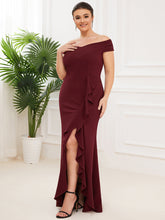 Load image into Gallery viewer, Color=Burgundy | Off Shoulders A Line Wholesale Evening Dresses with Raglan Sleeves-Burgundy 3