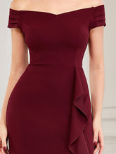 Load image into Gallery viewer, Color=Burgundy | Off Shoulders A Line Wholesale Evening Dresses with Raglan Sleeves-Burgundy 5