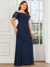 Load image into Gallery viewer, Color=Navy Blue | Classy Off Shoulders Short Sleeves Fishtail Wholesale Evening Dresses-Navy Blue 3