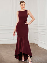 Load image into Gallery viewer, Color=Burgundy | Adorable Round Neck Sleeveless Wholesale Evening Dresses with Fishtail-Burgundy 4