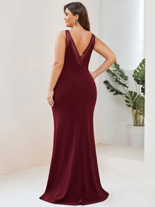 Color=Burgundy | Round Neck Backless Sleeveless A Line Wholesale Evening Dresses-Burgundy 2