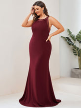 Load image into Gallery viewer, Color=Burgundy | Round Neck Backless Sleeveless A Line Wholesale Evening Dresses-Burgundy 3