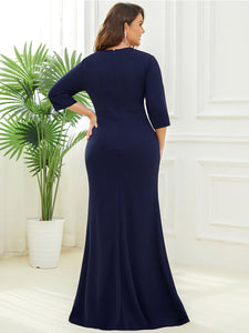 Color=Navy Blue | Long Sleeves Fishtail Sweetheart Neck Wholesale Evening Dresses-Navy Blue 2