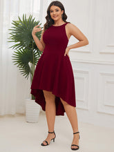 Load image into Gallery viewer, Color=Burgundy | Round Neck Knee Length Asymmetrical Hem Wholesale Evening Dresses-Burgundy 3