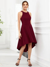 Load image into Gallery viewer, Color=Burgundy | Round Neck Knee Length Asymmetrical Hem Wholesale Evening Dresses-Burgundy 4