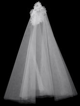 Load image into Gallery viewer, Color=Cream | Women&#39;S Simple V Neck Tulle Wedding Dress With Lace-Cream 2