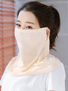 Color=Beige | Women'S Uv Protection Ice Silk Breathable Elastic Neck Gaiter-Beige 1