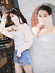 Color=Beige | Women'S Uv Protection Ice Silk Breathable Elastic Neck Gaiter-Beige 3