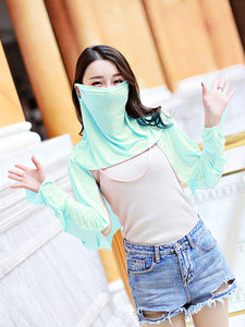Color=Aqua | Women'S Uv Protection Ice Silk Breathable Elastic Neck Gaiter-Aqua 3