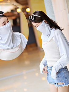 Color=Grey | Women'S Uv Protection Ice Silk Breathable Elastic Neck Gaiter-Grey 3