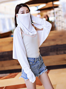 Color=White | Women'S Uv Protection Ice Silk Breathable Elastic Neck Gaiter-White 3