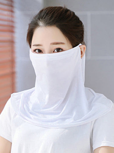 Color=White | Women'S Uv Protection Ice Silk Breathable Elastic Neck Gaiter-White 1