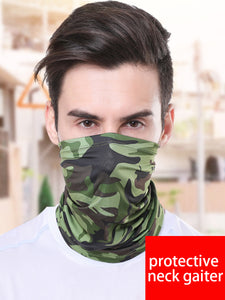 Color=Dark Green | Outdoors Uv Protection Colorful Face Neck Gaiter For Adults-Dark Green 1