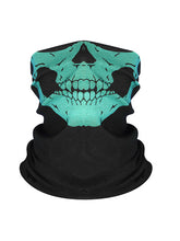 Load image into Gallery viewer, Color=Aqua | Skeleton Printed Breathable Monster Face Protective Neck Gaiter -Aqua 1