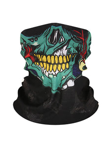 Color=Green | Skeleton Printed Breathable Monster Face Protective Neck Gaiter -Green 1