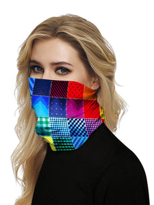 Color=Multicolor1 | Seamless Bandana Face Covering Neck Gaiter Scarf-Multicolor1 2