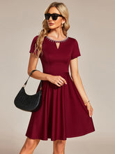 Load image into Gallery viewer, Color=Burgundy | Round Neck Rinestone Mini Wholesale Cocktail Dresses-Burgundy 3