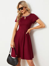 Load image into Gallery viewer, Color=Burgundy | Round Neck Rinestone Mini Wholesale Cocktail Dresses-Burgundy 4