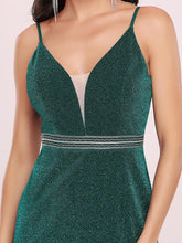 Load image into Gallery viewer, Color=Dark Green | Classy Short length Cocktail Dress with Deep V-neck-Dark Green 8