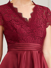 Load image into Gallery viewer, Color=Burgundy | Women&#39;s Short Sleeves Knee-Length Wholesale Cocktail Dresses-Burgundy 5