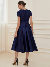 Load image into Gallery viewer, Color=Navy Blue | Women&#39;s Short Sleeves Knee-Length Wholesale Cocktail Dresses-Navy Blue 2