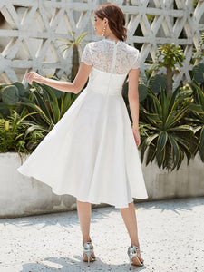 Color=White | Women's Short Sleeves Knee-Length Wholesale Cocktail Dresses-White 2