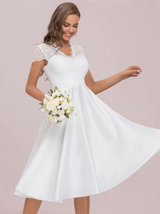 Color=White | Women's Short Sleeves Knee-Length Wholesale Cocktail Dresses-White 6