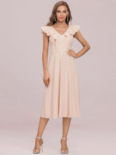 Load image into Gallery viewer, Color=Blush | Women&#39;s Deep V Neck Wholesale Petite Cocktail Dresses-Blush 8