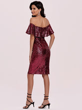 Load image into Gallery viewer, Color=Burgundy | Hot Above Knee Wholesale Sequin Evening Dress For Cocktail-Burgundy 4