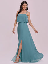 Load image into Gallery viewer, Color=Dusty blue | Simple Wholesale Side Split Chiffon Evening Dress With Spaghetti Straps Ee00108-Dusty Blue 3