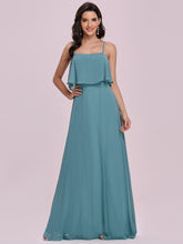 Load image into Gallery viewer, Color=Dusty blue | Simple Wholesale Side Split Chiffon Evening Dress With Spaghetti Straps Ee00108-Dusty Blue 4