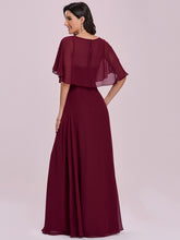 Load image into Gallery viewer, Color=Burgundy | Classy Wholesale Tulip Sleeves With Deep V-Neck Evening Dress-Burgundy 2