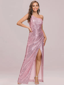 Color=Orchid | Hot and Sexy One Shoulder Split Wholesale Evening Dresses-Orchid 6