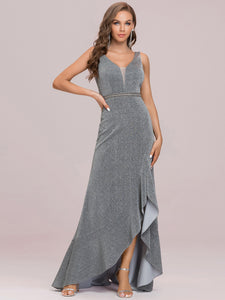 Color=Grey | Women'S Evening Dress With Fishtail Silhouette-Grey 6