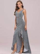 Load image into Gallery viewer, Color=Grey | Women&#39;S Evening Dress With Fishtail Silhouette-Grey 7
