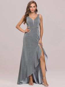 Color=Grey | Women'S Evening Dress With Fishtail Silhouette-Grey 8