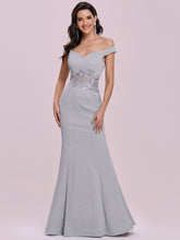 Load image into Gallery viewer, Color=Grey | Wholesale Mermaid Evening Dress With See-Througn Waistline-Grey 1