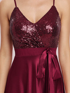 Color=Burgundy | Shiny Wholesale Maxi Satin Evening Dress With Sequin Bodice-Burgundy 5