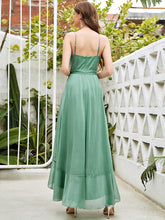 Load image into Gallery viewer, Color=Green Bean | Deep V-neck Evening Dress with Asymmetrical Hem-Green Bean 2