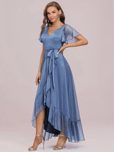 Load image into Gallery viewer, Color=Sky Blue | Deep V-neck, Flare Sleeves Evening Dress-Sky Blue 7