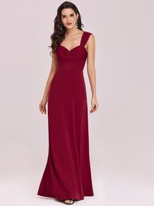 Color=Burgundy | Sweetheart A Line Floor Length Bridesmaid Dress-Burgundy 1