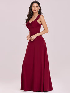 Color=Burgundy | Sweetheart A Line Floor Length Bridesmaid Dress-Burgundy 3