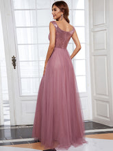 Load image into Gallery viewer, Color=Orchid | Wholesale High Waist Tulle &amp; Sequin Sleeveless Evening Dress-Orchid 2