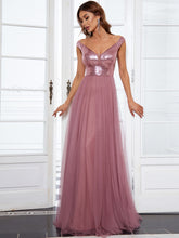Load image into Gallery viewer, Color=Orchid | Wholesale High Waist Tulle &amp; Sequin Sleeveless Evening Dress-Orchid 3
