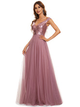 Load image into Gallery viewer, Color=Orchid | Wholesale High Waist Tulle &amp; Sequin Sleeveless Evening Dress-Orchid 8
