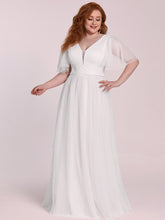 Load image into Gallery viewer, Color=Cream | Plus Size Wholesale Tulle Evening Dress With Deep V Neck-Cream 5
