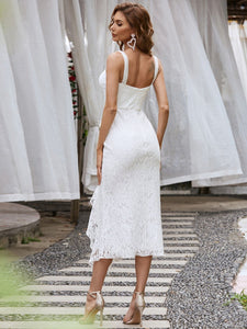 Color=Cream | Elegant and Classy Lace Evening Dress for Women-Cream 2