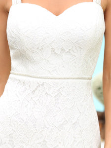 Color=Cream | Elegant and Classy Lace Evening Dress for Women-Cream 5