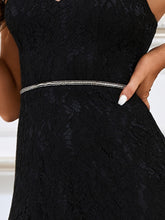 Load image into Gallery viewer, Color=Black | Stunning Evening Dress with Spaghetti Straps and Asymmetrical Hem-Black 5